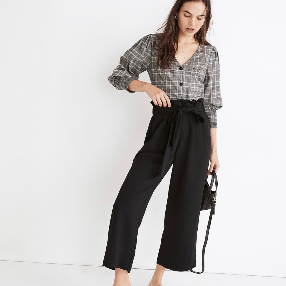 New Madewell Tie-Waist Huston Pull-On Crop Pants